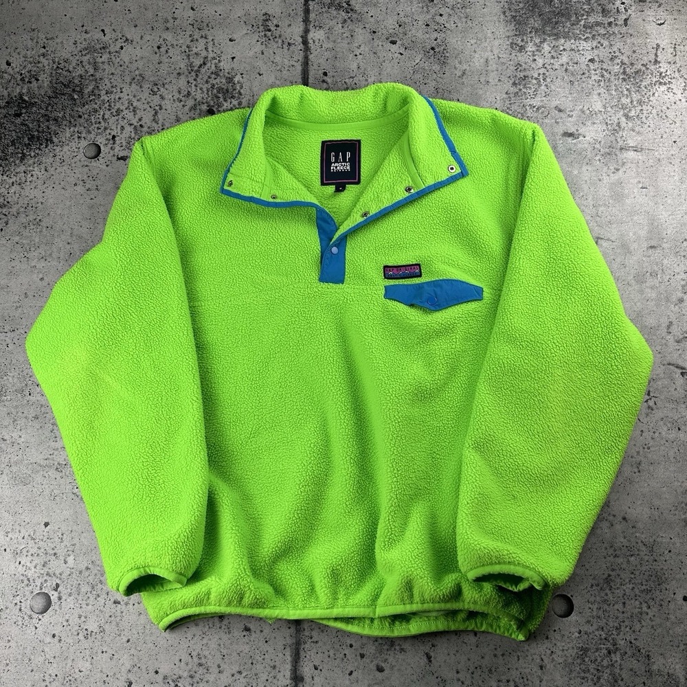 VTG‎ Gap Arctic Fleece Reissue Quarter Snap Pullover Jacket Size Medium Green